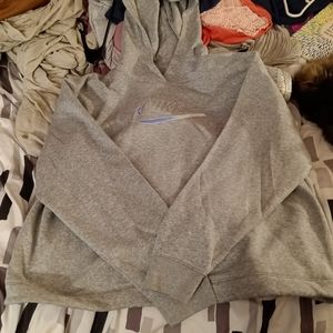 Grey Nike Logo Hoodie W/ drawstring Bottom